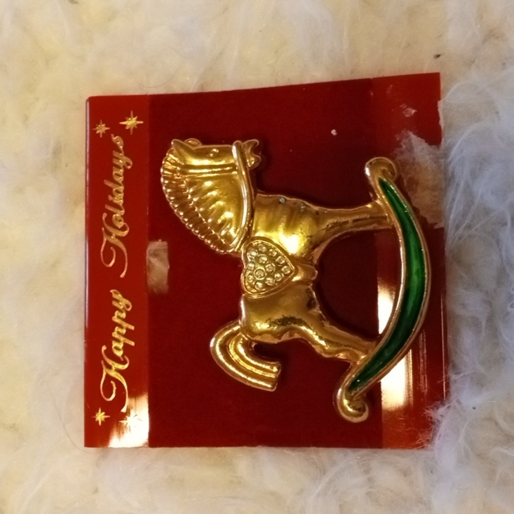Vintage Holiday Rocking Horse Pin